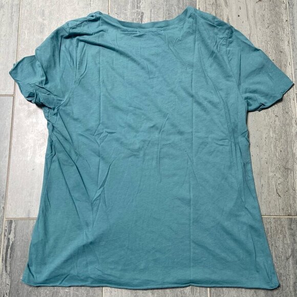Project Social T Round Neck Relaxed Fit Raw Edges Tee Shirt Green Teal Sz Large - Picture 3 of 7